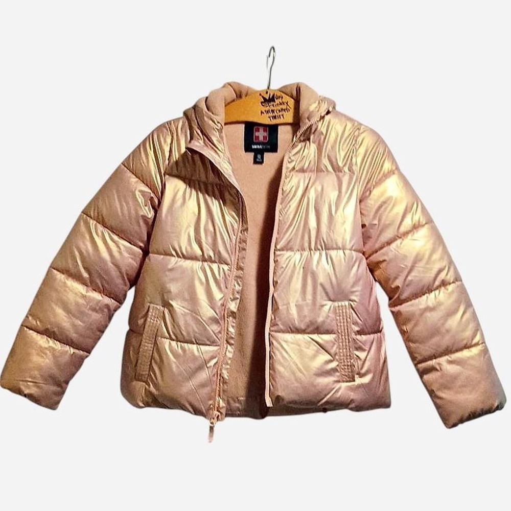 SWISS TECH METALLIC IRIDESCENT PUFFER JACKET
